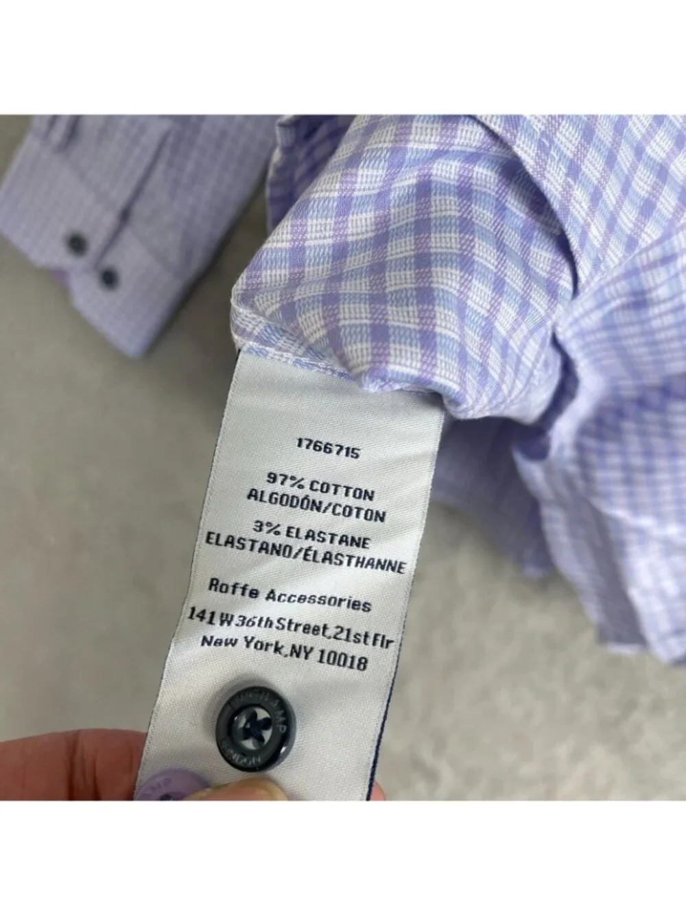 NWT Duchamp Men's L Slim Fit Lavender Checkered Button-Up Dress Shirt J2000
